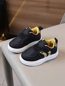 1 Pair Spring/Autumn New Kids Sports Shoes, Lightweight Girls Casual Sneakers, Soft Sole Toddler Shoes - Black - View 2