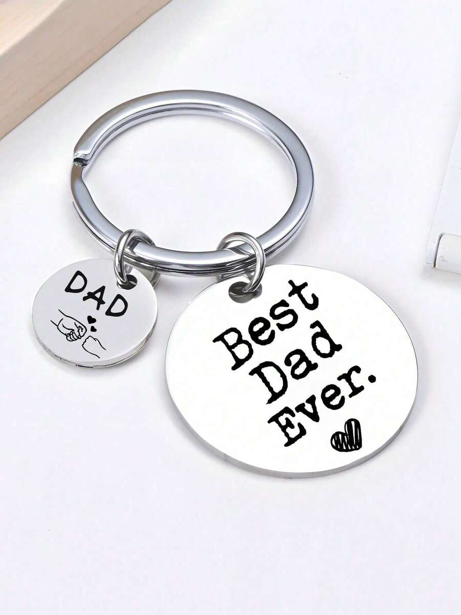 1pc DAD Father's Day Gift, Funny And Grateful Small Gift, Stainless Steel Engraved Keychain, Heartwarming Small Gift For Dad Christmas