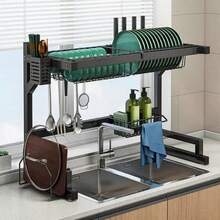 Dish Drainer Dishes Organizer Hanging Sink 65cm - 黑色 - 查看 1