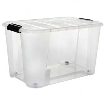 1 Caja Organizadora Transparente Apilable con Tapa y Broches 32 litros, Contenedor Transparente Multiusos Grande de Almacenamiento con Tapa Hermética. Ideales para Ropa, Juguetes, y Artículos del Hogar.