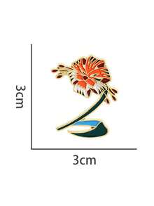 1 件优雅休闲锌合金花卉和小鸟卡通胸针，时尚可爱的花朵装饰，适合所有季节办公室配饰衬衫夹克珠宝圣诞节万圣节 - 彩色 - 查看 3