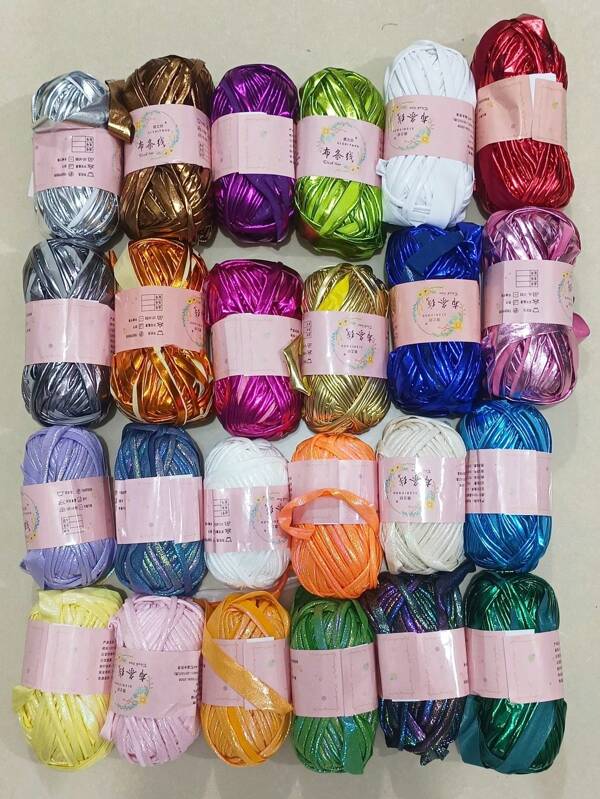 4 Pcs DIY Imitation Leather Cloth Strip Yarn For Crocheting And Knitting - 14.1oz Total, Includes 100g/3.53oz, 33m/36yd Length, Suitable For Bags, Blankets, Cushions, And Carpets - Unique Metallic Colors, Durable Polyester Fiber