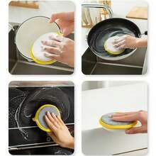 1 pieza Esponja de doble cara para lavar platos, cepillo de cocina, utensilio para limpiar ollas, paño de limpieza doméstica, paño antiadherente para limpiar aceite, estropajo de alambre de acero