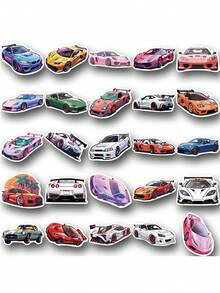 SCXXBSW 50 piezas Pegatinas de autos deportivos de dibujos animados y graffiti decorativas para tazas de agua, cuadernos, equipaje, resistentes al agua - Multicolor - Ver 11