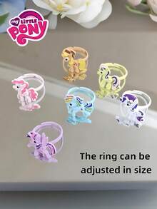MY LITTLE PONY 1/6 pièces Bague queue mignonne et polyvalente réglable de style dessin animé, style anime mignon, décoration de maison convenant pour les cadeaux de fête, l'ameublement, les fournitures de fête, les cadeaux, convenant pour la Saint-Valentin, les décorations et cadeaux d'anniversaire, cadeaux de Noël pour les amis, cadeaux, décorations, décoration d'intérieur, cadeau parfait pour les jeunes pendant leur anniversaire