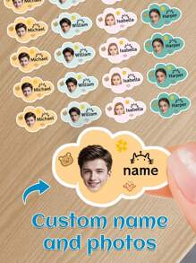 56 adesivos personalizados com nome e foto, marcadores personalizados para itens especiais, artigos de papelaria, garrafas de água, talheres e livros podem ser anexados, materiais de escritório, materiais escolares, materiais domésticos personalizados, presentes ideais exclusivos para ele e ela, família, amigos, filho, filha, estudantes, trabalhadores para aniversários, para aniversários, para o Dia das Crianças, para formatura