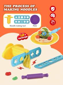 1 件粘土玩具套装、儿童彩泥玩具套装、造型面团、用于制作食物的神奇汉堡压缩机制作套装、DIY 创意工艺套装、减压玩具、创意 DIY 玩具、装饰品、饰品、挤压玩具、派对活动、提高儿童艺术技能的工艺玩具，是男孩和女孩的完美节日礼物之选