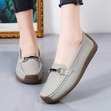 Women Flats Shoes, Loafers Shoes For Women, Elegant & Casual Style, Metal Buckle Decoration, Comfortable Flat Shoes Fall.