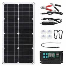 Solar Panel 12V 24V Battery Charger Flexible Charging Kit With Controller 2 USB Charger Caravan Camping Portable 250W 30A - Black - View 7