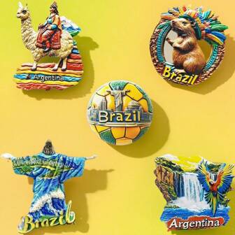 Imanes magnéticos 3D para refrigerador, recuerdos de viaje de Brasil y Argentina y regalos de decoración para el hogar