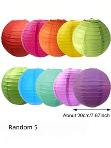 3/5/30 件混色纸灯笼 20 厘米，婚礼生日庭院乔迁派对，装饰性挂饰，彩色纸灯笼可用作灯罩和浪漫装饰，适合节日庆典，家居氛围装饰（不含灯） - 彩色 - 查看 13