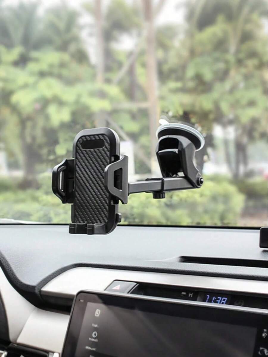 Universal Telescopic Car Phone Holder – Adjustable For Dashboard & Windshield, 360° Rotation, Retractable Arm, Supports Suction Cup & Air Vent Mounting, Fits All Smartphones & Vehicles, Ideal For GPS Navigation & In-Car Use