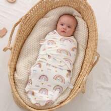 Cobertor de Envolvimento para Bebês, Saco de Dormir Anti-Sobressalto para Recém-Nascidos, Envoltório de Bebê Impresso para Todas as Estações