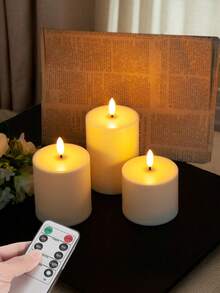 3 Peças Luzes de Vela Eletrônicas Cintilantes com Controle Remoto - Luzes Noturnas Alimentadas por Bateria, Design de Vela Realista Adequado para Aniversário, Casamento, Decoração Doméstica, Eventos de Festa, Proposta, Natal, Dia dos Namorados, Iluminação de Vela, Efeito de Chama