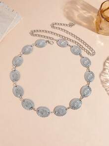 Nuevo cinturón de cadena de metal bohemio retro de moda, cadena de cintura de alta gama única para que las mujeres decoren y modifiquen la línea de la cintura con vestidos - Multicolor - Ver 3