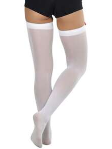 1pc Minimalist Bow Decor Smooth Soft Over-The-Knee Socks - Red - View 3