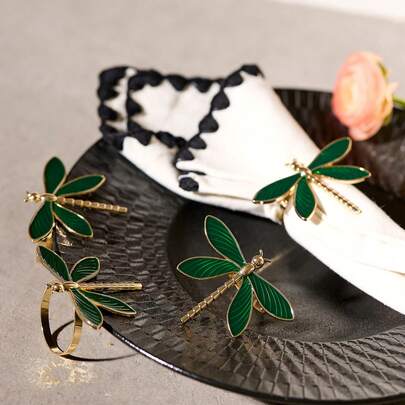 Cirelle 2 Stück/Set grüne Libellen Servietten Ringe Tier Serie Tischdekoration, elegante Libellen Servietten Ringe - dekorative Tischzubehör für Hochzeiten, Dinnerpartys und festliche Anlässe, Neujahr, Weihnachten, Valentinstag, Rama Tischdekoration, Familienessen, Hochzeitsdekoration, hochwertige Hotelausstattung, Einweihungsgeschenk, Sommer Heimdekoration