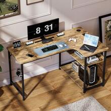 L Shaped Gaming Desk With Power Outlets Corner Computer Desk 110x80CM With Shelves Headphone Hook PC Table Workstation For Home Office Bedroom