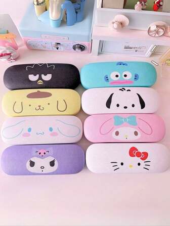 Sanrio 1 件可爱卡通人物图案眼镜盒，抗压时尚眼镜收纳盒，耐磨柔软内衬，设计新颖简约，方便便携，防水防尘功能，适合女性各种眼镜配件