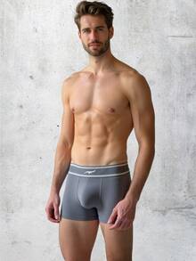 Cueca De Estampa Lisa Sem Costuras Boxer Original Zee Rucci Cinza - Cinza - Visão 1