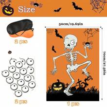 Juego de fiesta de Halloween "Pega los ojos en el Sr. Hueso", con póster de esqueleto y 24 pegatinas de ojos, que se puede usar como suministros y juego de fiesta de Halloween