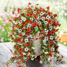2pcs UV-Resistant Daisy Hanging Flowers - Realistic Artificial Flower Decor For Indoor And Outdoor, Perfect For Porch, Window, Yard - Easy Maintenance