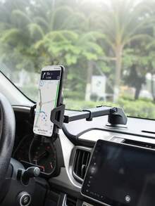 Universal Telescopic Car Phone Holder – Adjustable For Dashboard & Windshield, 360° Rotation, Retractable Arm, Supports Suction Cup & Air Vent Mounting, Fits All Smartphones & Vehicles, Ideal For GPS Navigation & In-Car Use - Black - View 3