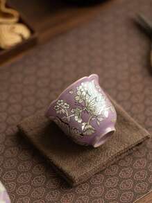 1pc/2pcs Butterfly Floral Ceramic Tea Cup, Household Ceramic Kung Fu Tea Set, Tea Cup For Tea Tasting, Gathering & Afternoon Tea, Small Capacity Water Cup, Gift Tea Cup