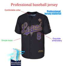 MEAN MACHINE Men's Bryant 8 Forever Baseball Jersey, Letter Embroidery Training Match Baseball Clothing,Sports Fan T-Shirts - Black - View 3