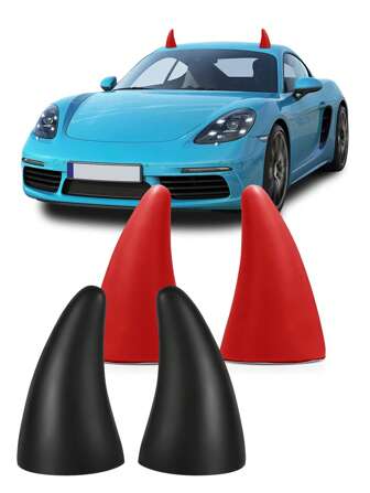2pcs-Car 3D Devil Horns Sticker (Easy To Find Car In The Parking Lot) Halloween Car Roof Decor Elasticity Foam Bull Horns