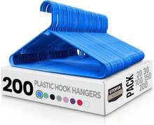 Plastic Hangers 200 Pack - Clothes Hanger With Hooks - Durable & Space Saving (Blue),9482689 - 藏蓝色 - 查看 1