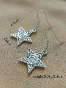 一对复古五角星耳环，圣诞节