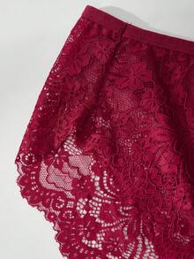 3pcs/Pack Women Plus Size Lace Trim Loose Comfortable Briefs, Autumn/Winter - Multicolor - View 7