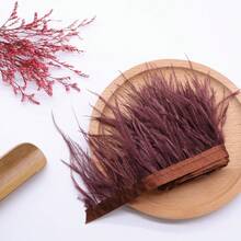 1米/卷 柔软白色人造羽毛边饰丝带 DIY工艺品 嘉年华服装 黑色羽毛 婚纱面料 家居装饰 时尚配饰饰边 | 蓬松质感 8-10厘米宽 - 彩色 - 查看 29