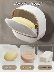 豪华壁挂式带盖皂架,高端排水皂架,防水皂盒收纳,适用于浴室、淋浴间、旅行、学校宿舍,简易皂架,洗漱用品,浴室挂件,浴室收纳架,开学季用品,居家生活用品 - 彩色 - 查看 5