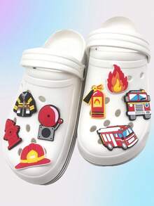 12 piezas Encantos de zapato de la serie de automóviles caprichosos - Encantos de decoración de zapatos para zuecos, jigs, diapositivas de burbujas, sandalias - Camión de bomberos, vehículo de ingeniería, accesorios de PVC de colores para automóviles para hombres y mujeres, alfileres de zapato, encantos de automóviles, regalo perfecto de Navidad, cumpleaños, recuerdos de fiesta, suministros de manualidades DIY - Multicolor - Ver 9