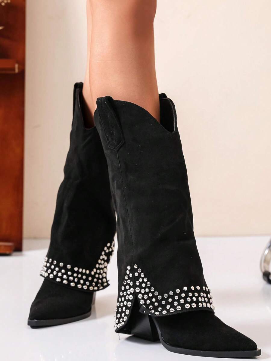 Women's Fashionable  Boots - Black - View 1