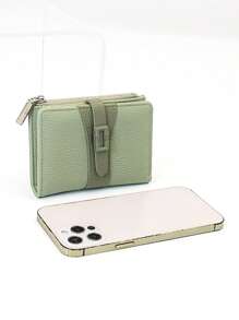 MINGYOU 时尚精致柔软荔枝扣短款多功能大容量钱包多功能拉链便携学生卡夹零钱包可爱适合年轻学生礼物女士钱包迷你钱包零钱包小钱包可爱钱包