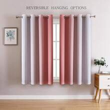 G2000 Blackout Curtains & Drapes For Bedroom Living Room 84 Inches Long Purple And Greyish White Room Darkening Window Treatments Ombre Thermal Insulated Light Blocking Grommet Backdrop 2 Panels Set-FUNALING - 粉色 - 查看 2