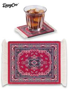 Dengcoo 2pcs Coffee Mat, Coffee Pad, Coffee Coaster, Drink Coaster, Placemat, Table Mat, Non-Slip Heat Resistant Place Mat, Entryway Rug, Door Mat, Floor Carpet - Type a - View 2