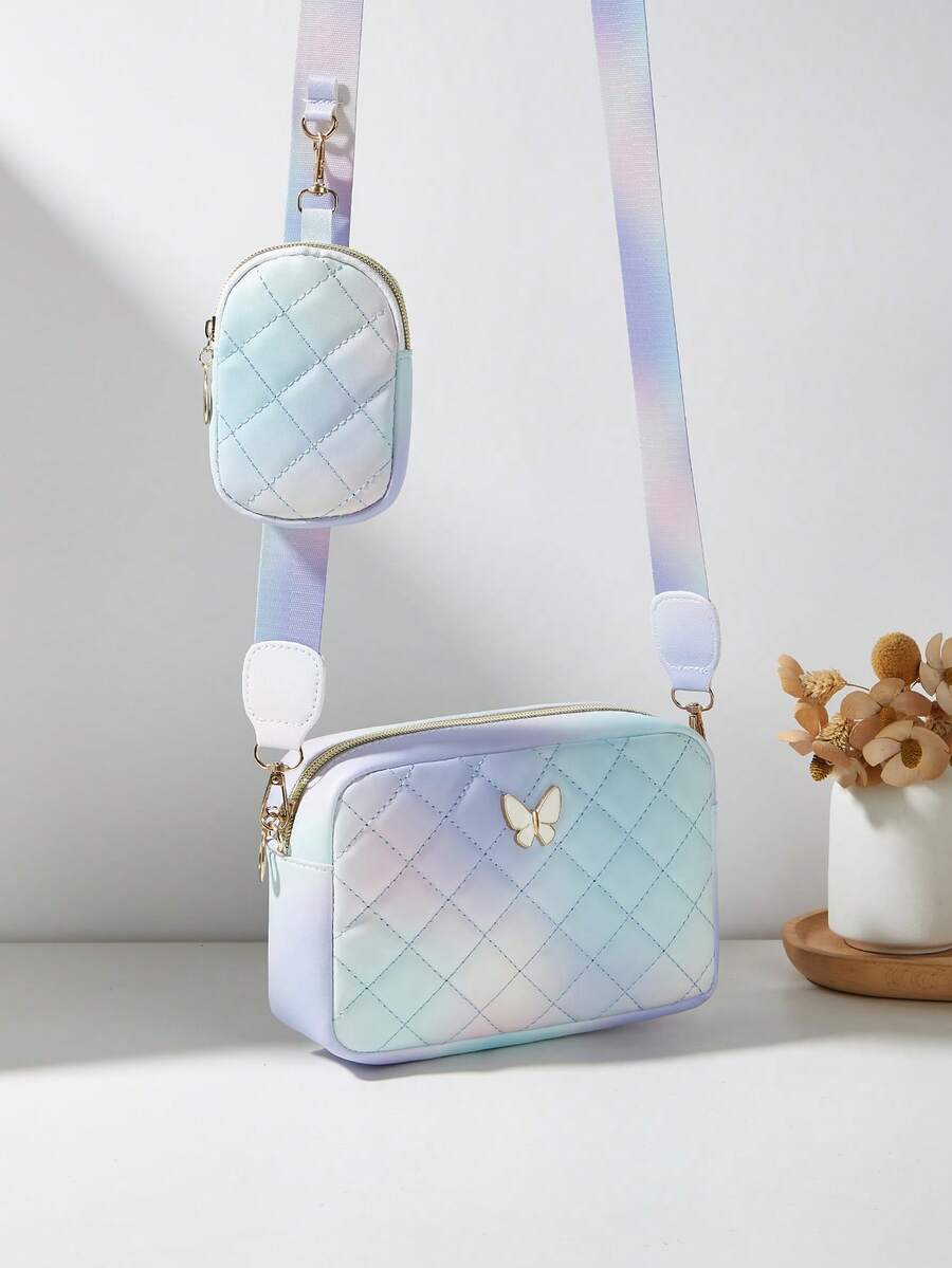Women's Butterfly Shoulder Bag, Quilted Crossbody Bag, Small Pouch Wallet - Multicolor - View 1