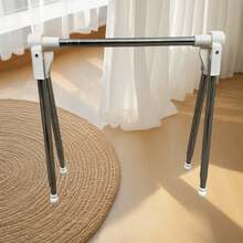 Compact 13-28 Inch Adjustable Stainless Steel Clothes Hanger - Portable Retractable Folding Drying Rack For Home, Travel, Camping, Durable, Rust-Proof And Easy To Clean Folding Design | Spacesaving Portable Hanger With Blue Plastic End Caps