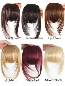 合成刘海自然额头假发棕黑色刘海夹式假发女连体真人卡通刘海隐形假发 - 彩色 - 查看 3