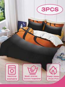 3PCS Customized Duvet Cover, Customized Basketball Pattern Duvet Cover, Personalized Name Customization, Digital Duvet Cover, Polyester Fabric, Digital Printing, Boys' Exclusive Bedding,The Fabric Is 90g Fabric - Multicolor - View 3