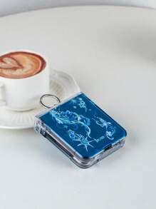 Star 1pc Holographic Water Wave Jellyfish Pattern Electroplated Folding Phone Case With Kickstand, Compatible With Samsung Galaxy Z Flip3 5G, Galaxy Z Flip4 5G, Galaxy Z Flip5 5G, Galaxy Z Flip6 5G, Galaxy Z Flip7 5G