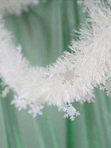 1pc Christmas DecorationFestive Christmas Garland Decoration With White Snowflakes, Christmas Tree Decor Accessories, Suitable For Christmas Home Wall Hanging, Stair Railing And Ceiling Hanging Decorations,Christmas