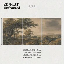 3 Pieces Set Of Old Rural Pastoral Landscape Wall Art Decorative Paintings, Retro Natural Plant Landscape Canvas Posters, Antique Soft Romantic Home Decoration, Room Decoration, Living Room Art Decor, Modern Home Wall Art Decor, Ideal Home Gift Creativity, Suitable For Living Room Study Bedroom Corridor Art Decorative Painting