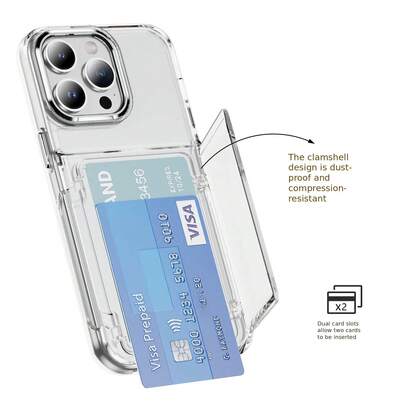 Transparent Card Holder With Flip Cover And Stand That Can Hold Photos And ID Cards Phone Case Suitable For Compatible With Iphone 17,16, 15, 14, 13, 12, 11, PRO MAX ,Plus ,Air