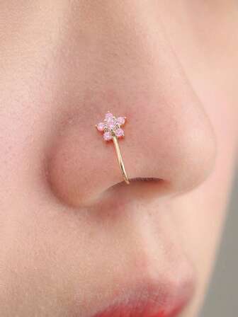 1st Blomnäsring för kvinnor | Sparkly Crystal Clip-On & Fake Piercing Stud | Sommar- och påskpresent, smycken utan piercing till stranden, fester, vardagliga | Damaccessoarer, näsringar för kvinnor, falsk näspiercing