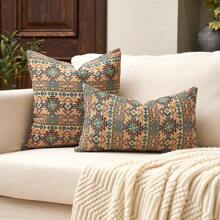1 件装饰提花抱枕套，复古农舍风格波西米亚家居装饰，适用于沙发、椅子、卧室、客厅，也可用作有趣的礼物，适合所有季节